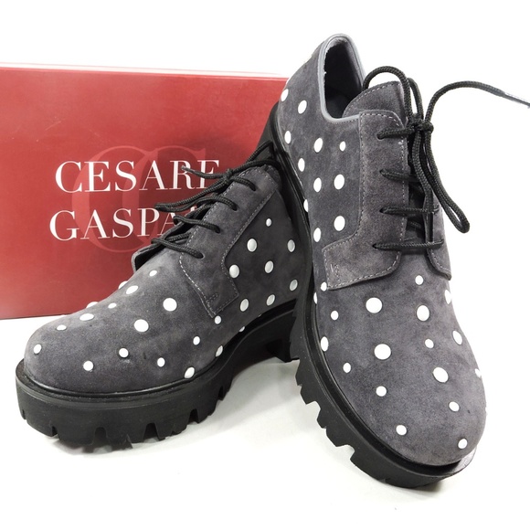 CESARE GASPARI 🇮🇹 WOMEN'S GREY SUEDE COMFORT FASHION LOAFERS - Picture 8 of 8